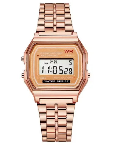 Retro Luxury Digital Display Gold Rose Watch for Men And Women Electronic Clock Elegant Timepiece