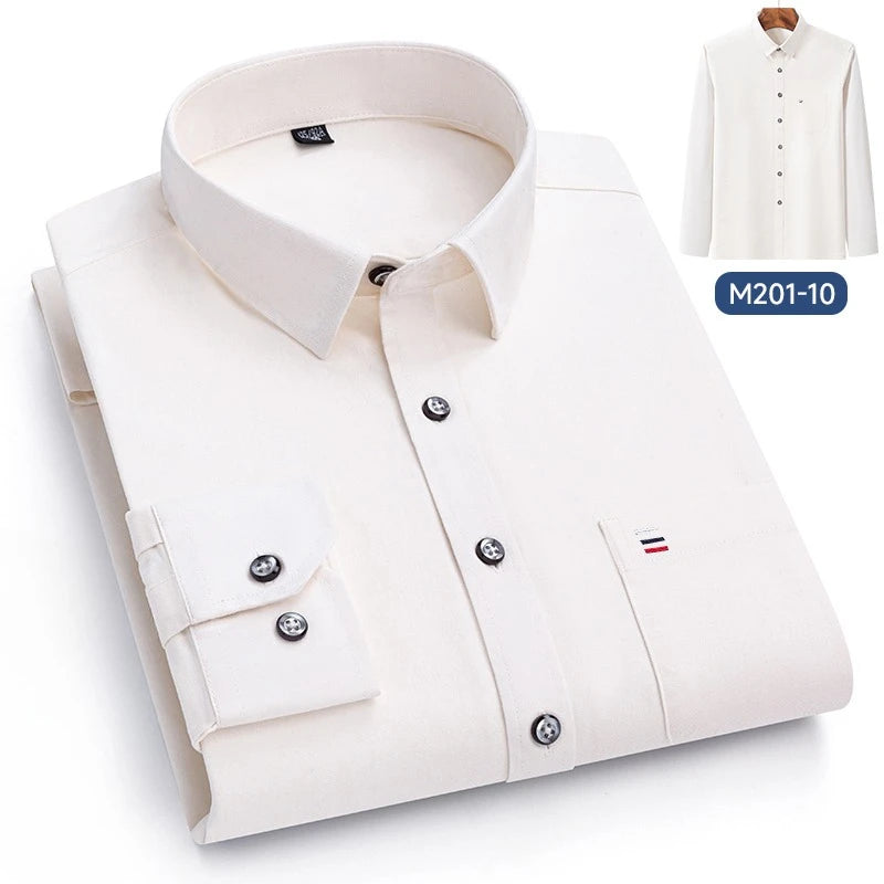 Luxury cotton single pocket long-sleeve shirts for men Smart Casual business regular fit shirt designer vintage black clothes