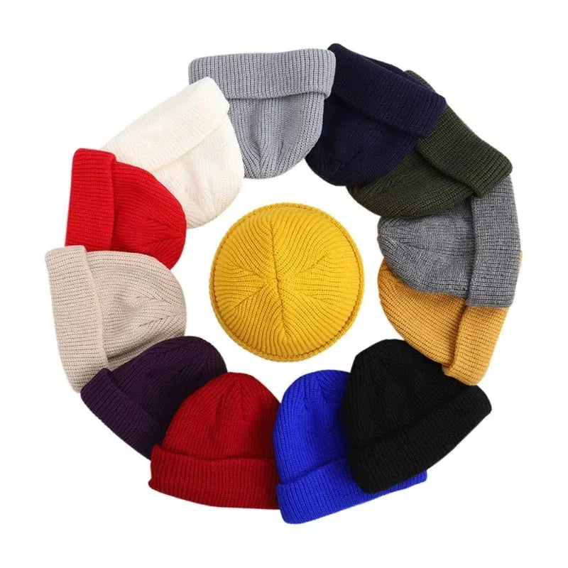 1PC Trendy Style Knitted Hat for Men & Women Caps Wool Fashion Simple Warm Skullies Beanies Solid Autumn Winter Beanie Cap