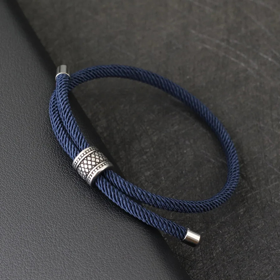 Men’s Nylon Rope Bracelet with Steel Detail