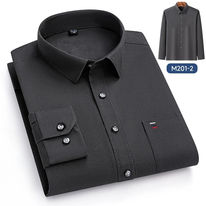 Luxury cotton single pocket long-sleeve shirts for men Smart Casual business regular fit shirt designer vintage black clothes