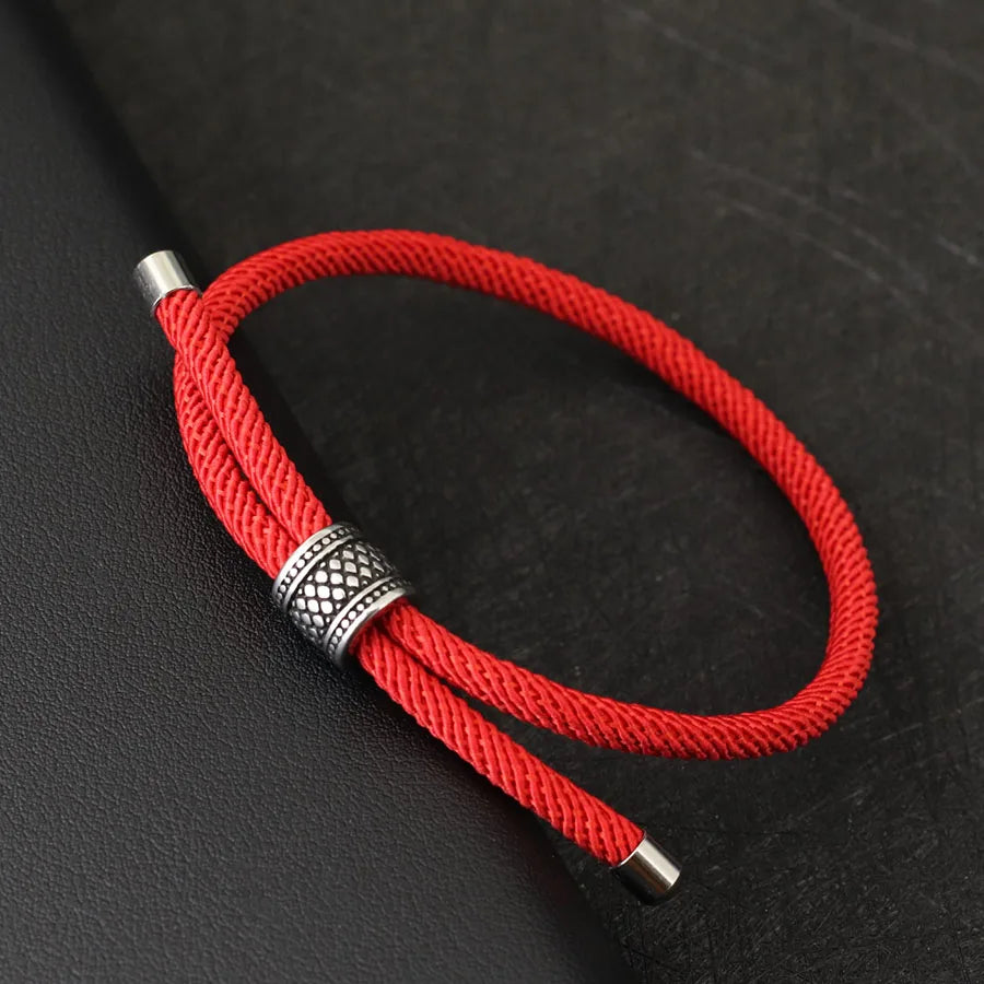 Men’s Nylon Rope Bracelet with Steel Detail
