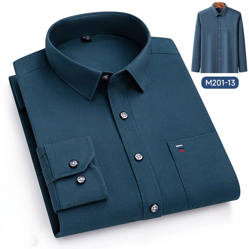 Luxury cotton single pocket long-sleeve shirts for men Smart Casual business regular fit shirt designer vintage black clothes