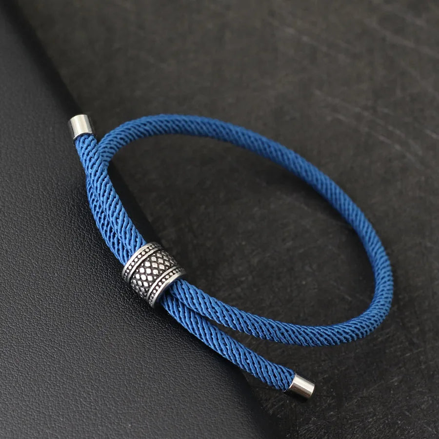 Men’s Nylon Rope Bracelet with Steel Detail