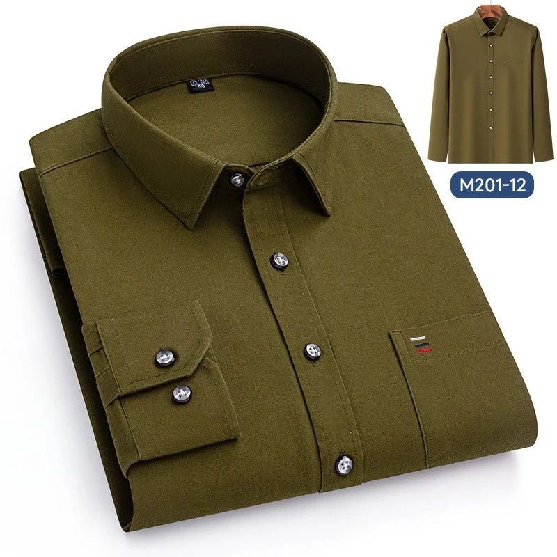 Luxury cotton single pocket long-sleeve shirts for men Smart Casual business regular fit shirt designer vintage black clothes