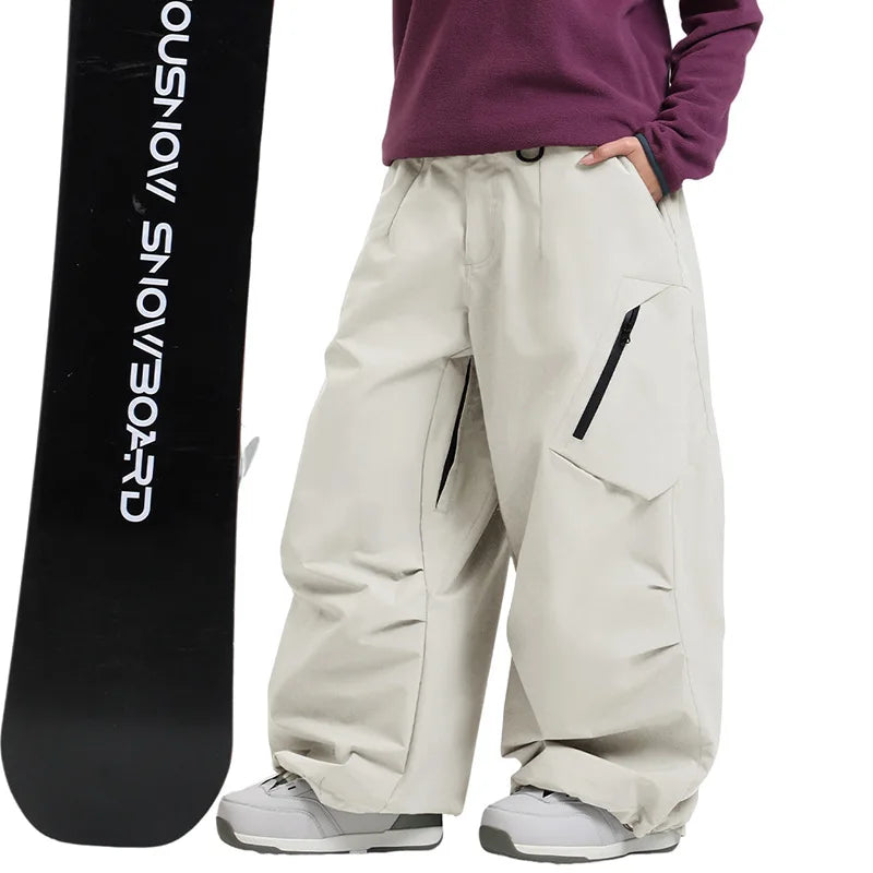 Gsou Snow Men's & Women's Snowboard Pants Waterproof Windproof Ski Trousers Thermal Winter Workwear Loose Fit Outdoor Sportswear