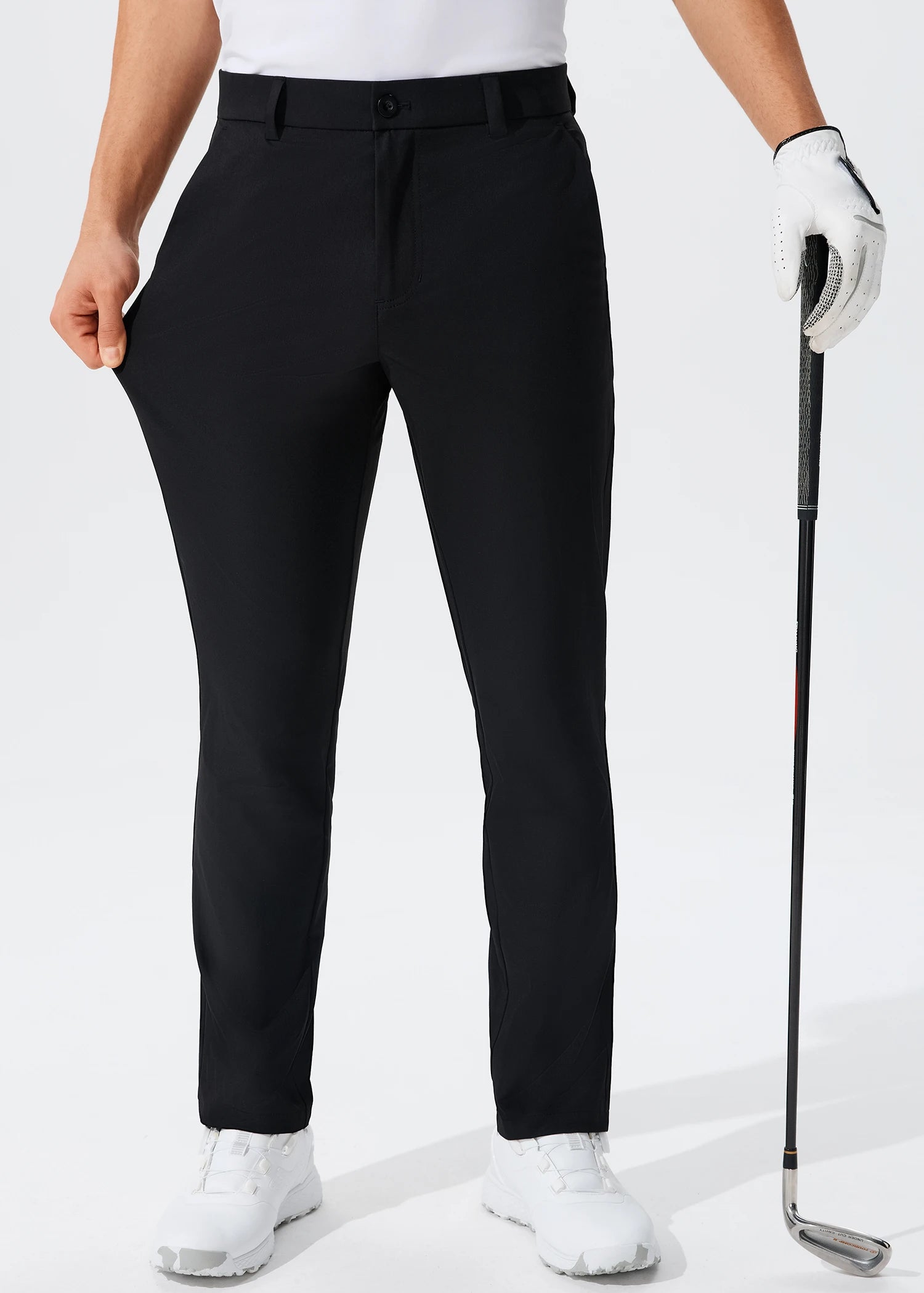 Men's Casual Golf Pants, Stretch Slim Straight Lightweight Quality Business Pants Golf Sports Trousers 30-34 Inseam Length