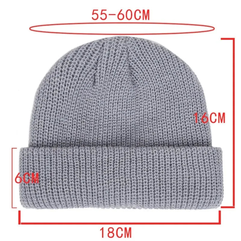 1PC Trendy Style Knitted Hat for Men & Women Caps Wool Fashion Simple Warm Skullies Beanies Solid Autumn Winter Beanie Cap