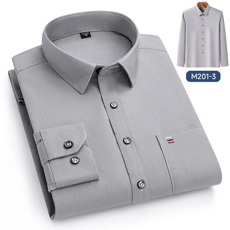 Luxury cotton single pocket long-sleeve shirts for men Smart Casual business regular fit shirt designer vintage black clothes