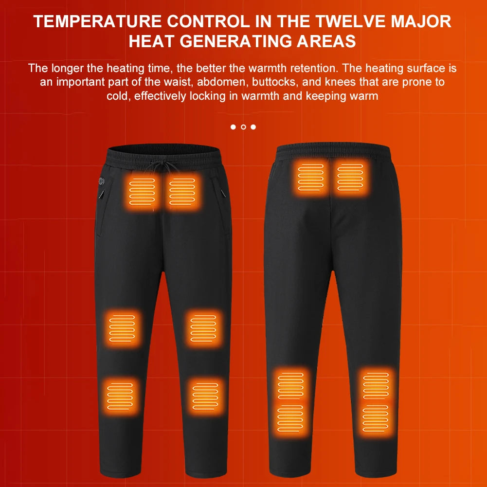 USB Electric Heated Pants 12 Heating Areas Winter Thermal Heated Pant Intelligent Warmer Perfect For Skiing Snowboarding Hiking