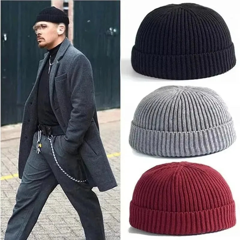 1PC Trendy Style Knitted Hat for Men & Women Caps Wool Fashion Simple Warm Skullies Beanies Solid Autumn Winter Beanie Cap