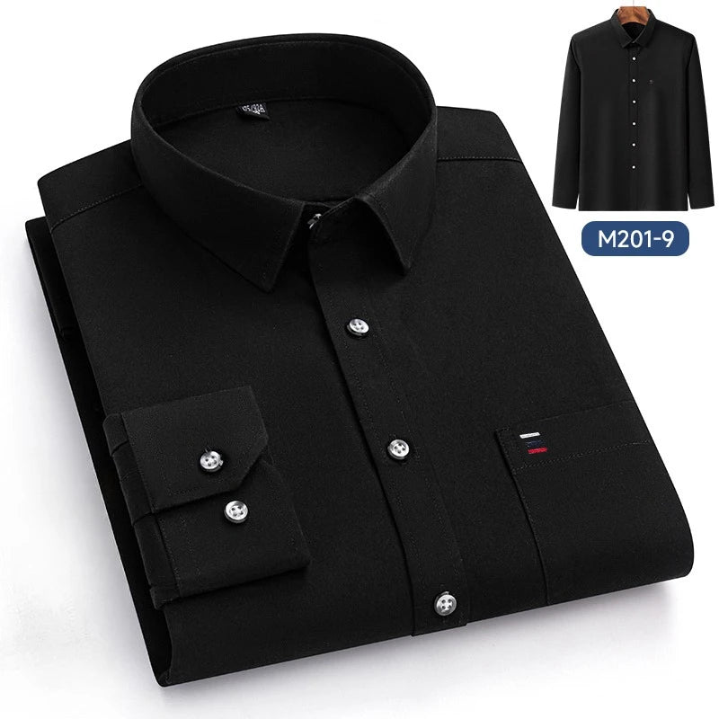 Luxury cotton single pocket long-sleeve shirts for men Smart Casual business regular fit shirt designer vintage black clothes