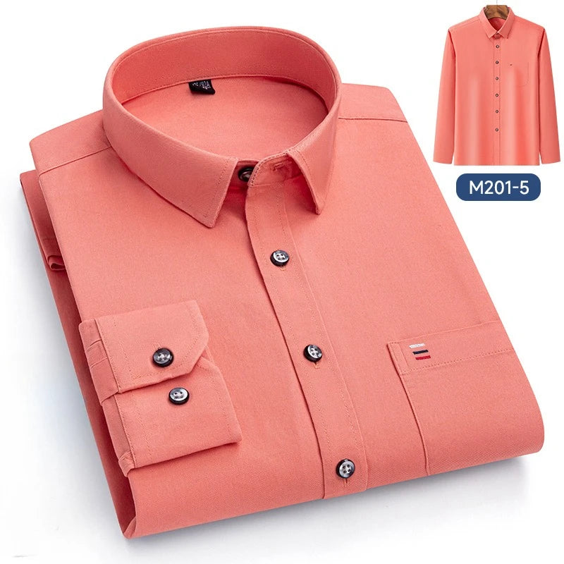 Luxury cotton single pocket long-sleeve shirts for men Smart Casual business regular fit shirt designer vintage black clothes