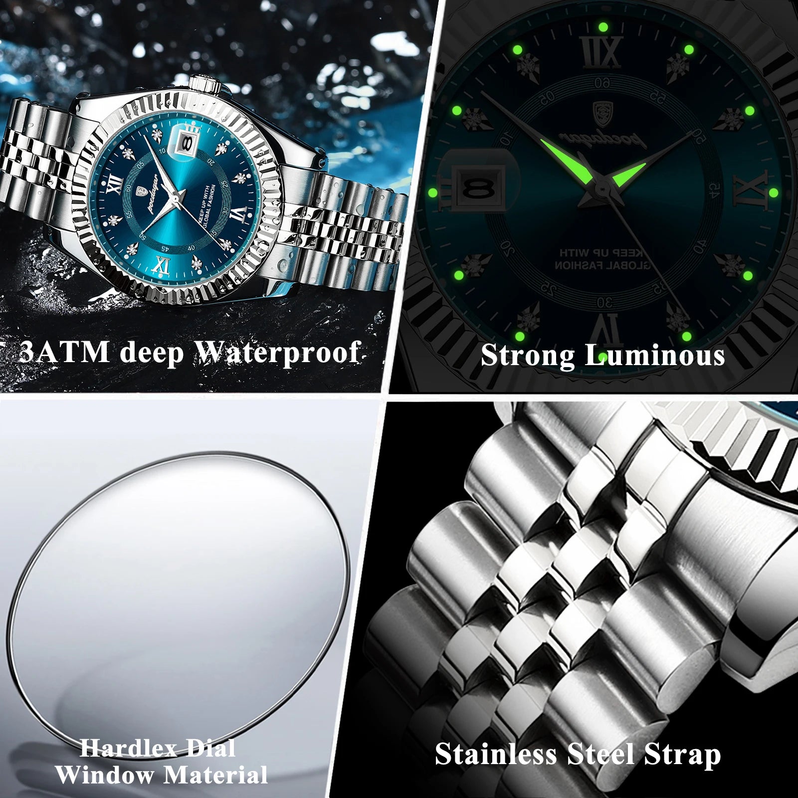 Poedagar Prestige Diamond Dial Watch