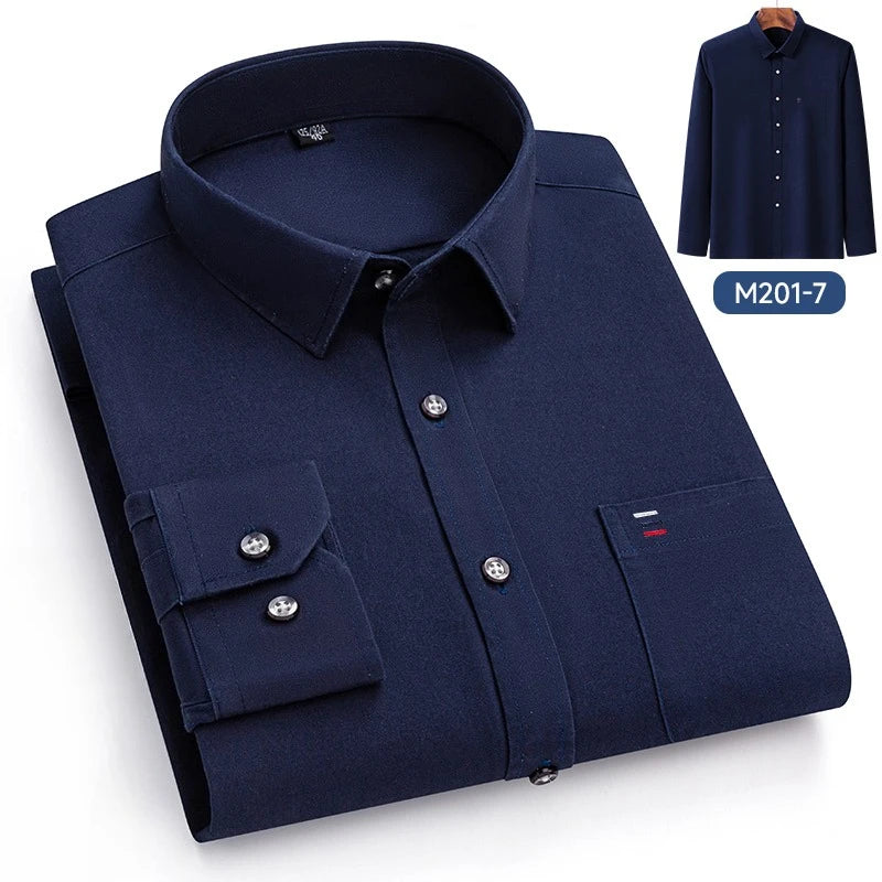 Luxury cotton single pocket long-sleeve shirts for men Smart Casual business regular fit shirt designer vintage black clothes