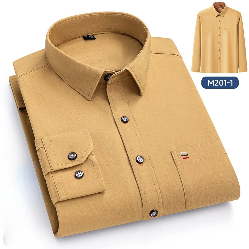 Luxury cotton single pocket long-sleeve shirts for men Smart Casual business regular fit shirt designer vintage black clothes