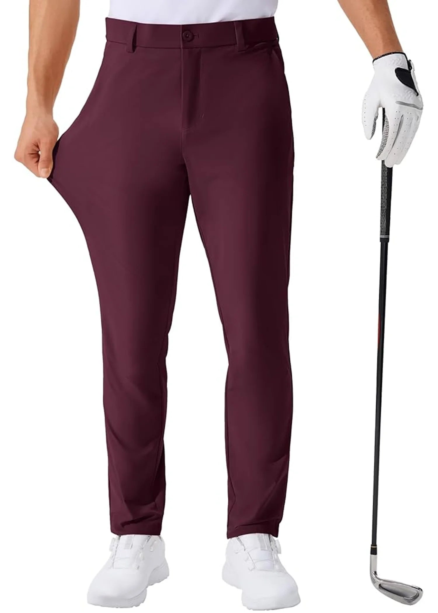 Men's Casual Golf Pants, Stretch Slim Straight Lightweight Quality Business Pants Golf Sports Trousers 30-34 Inseam Length