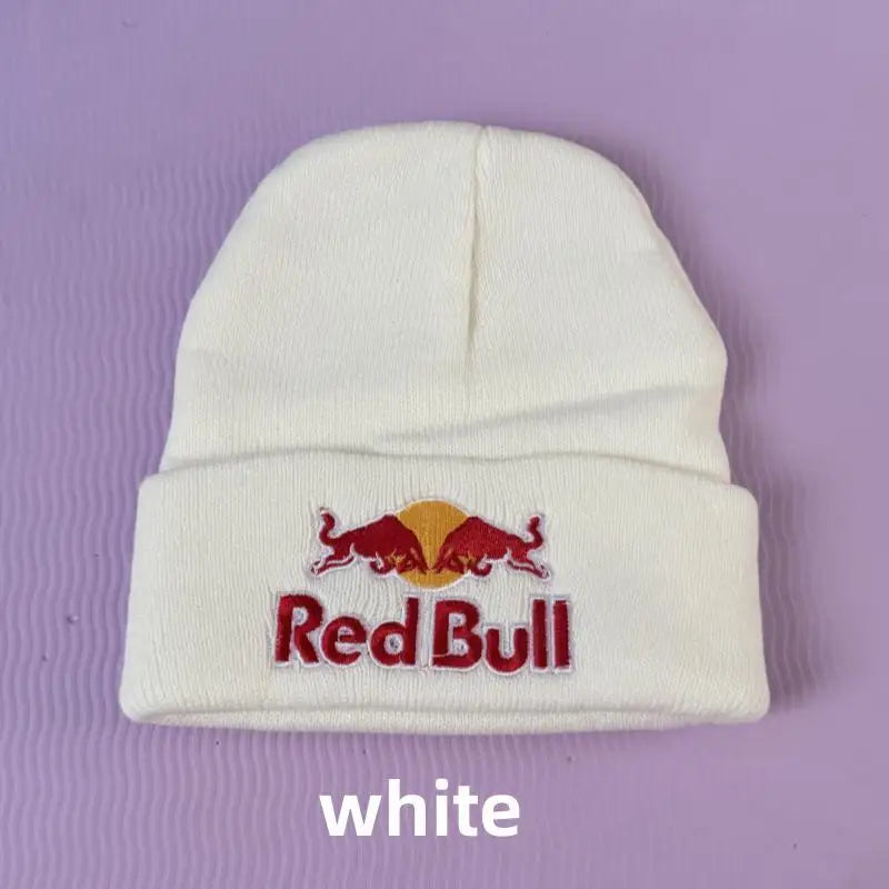 Embroidered Red Bull Knitted hat Beanie Winter Hat Unisex Warm Cap for Men And Women Red Bull Unclimbed Urine Hat