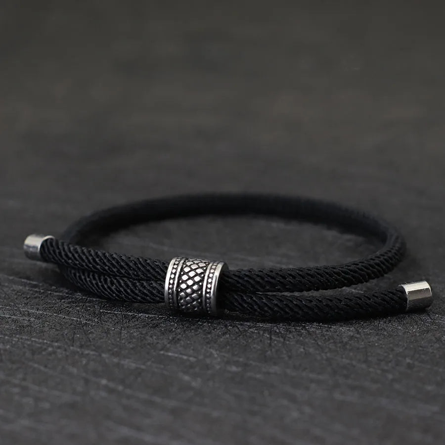 Men’s Nylon Rope Bracelet with Steel Detail