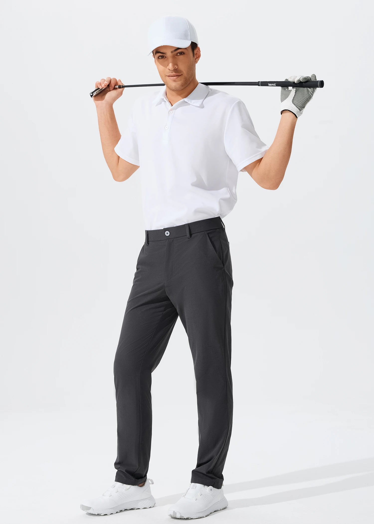 Men's Casual Golf Pants, Stretch Slim Straight Lightweight Quality Business Pants Golf Sports Trousers 30-34 Inseam Length