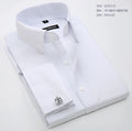Men's French cufflinks shirt, men's slim fit long sleeved business sleeve nail free business formal men's solid color shirt