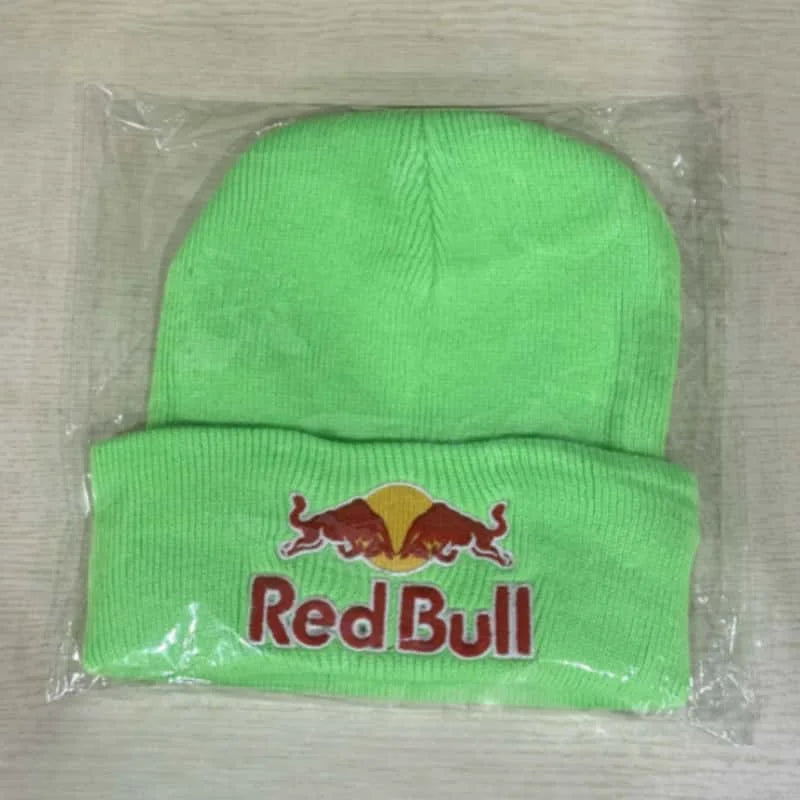 Embroidered Red Bull Knitted hat Beanie Winter Hat Unisex Warm Cap for Men And Women Red Bull Unclimbed Urine Hat