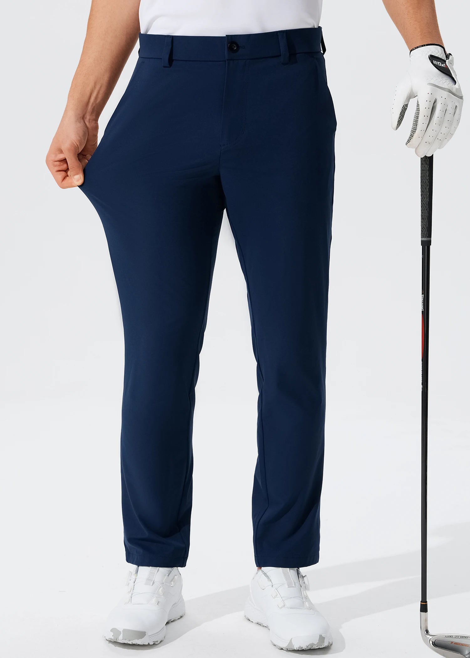 Men's Casual Golf Pants, Stretch Slim Straight Lightweight Quality Business Pants Golf Sports Trousers 30-34 Inseam Length