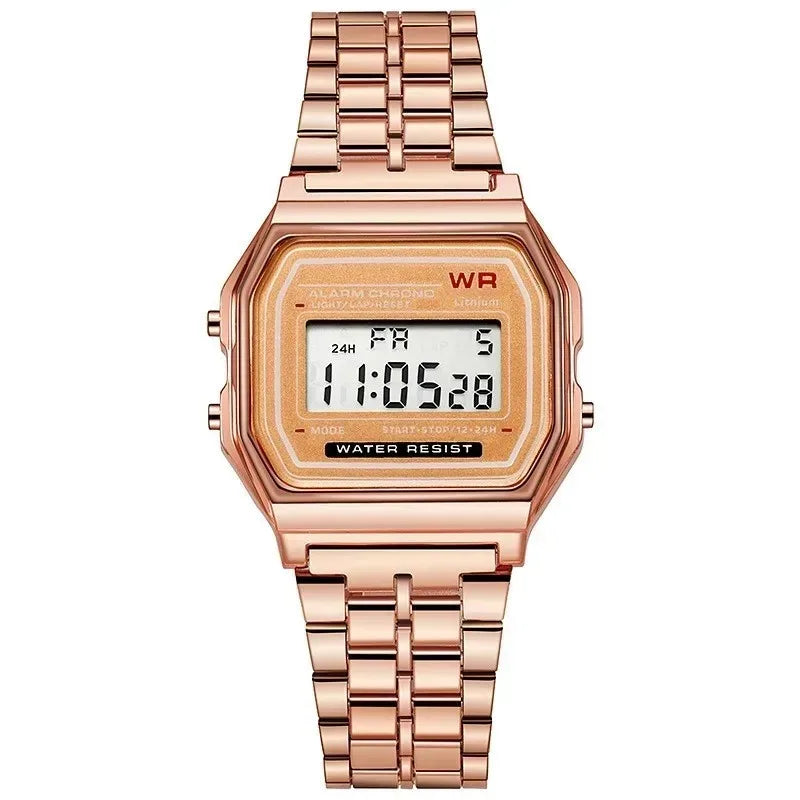 Retro Luxury Digital Display Gold Rose Watch for Men And Women Electronic Clock Elegant Timepiece