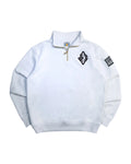 Y2K America Retro Embroidery Pullover White Quarterzip Stand Collar Polo Shirt Sweatshirt Casual Men Clotheing